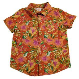 VGUC: Wonder Nation sz 3T Orange Floral Button-Down Toddler Shirt